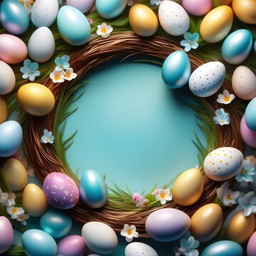 Colorful painted easter eggs on the background.