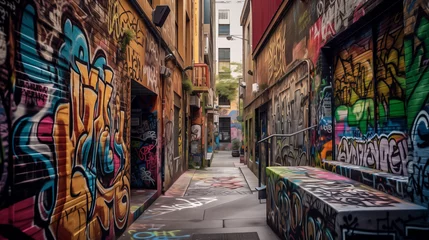 Fotobehang Smal steegje Graffiti Alley 2