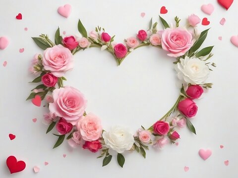 Romantic Heart Made From Red and Pink Flowers 