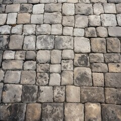 Old Stone Pavement Texture Background, Granite Cobblestone Road Pattern, Vintage Block Sidewalk