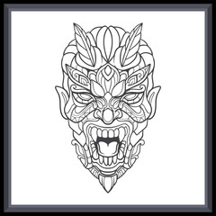 Red devil head mandala arts.