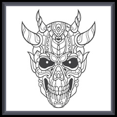 Skull head mandala arts. isolated on white background