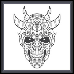 Skull head mandala arts. isolated on white background