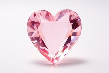 Crystal Pink Heart On White Background
