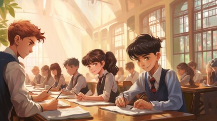 students at their desks