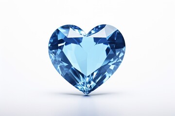 Fototapeta premium Crystal Blue Heart On White Background. Сoncept Springtime Blossoms, Picturesque Sunsets, Urban Landscapes, Vibrant Street Art