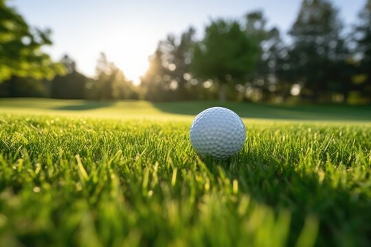 Detailed Shot Of Golf Ball Nestled On Lush Grass Highquality Photo
