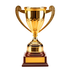 Golden Trophy Cup: Isolated on transparent or white background