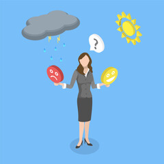 3D Isometric Flat Vector Illustration of Mental Health, Mood Swing