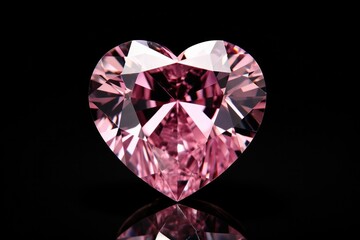 Gorgeous Pink Heartshaped Diamond Isolated On Black Highquality Photo
