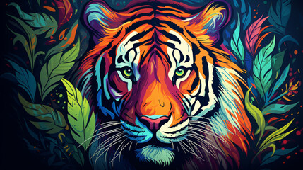 Colorful tiger illustration