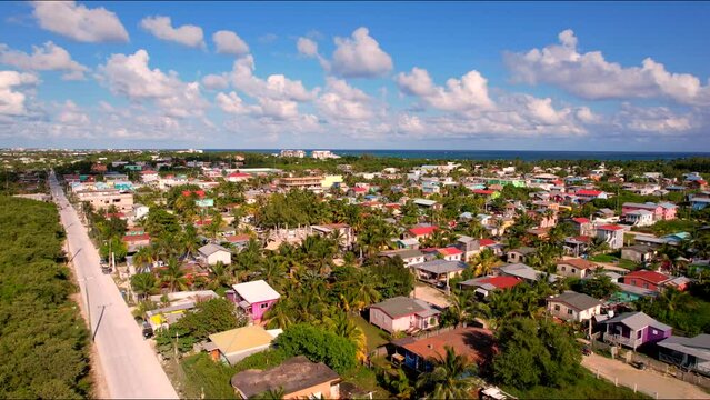 DFC Village Area in San Pedro Belize Drone Video