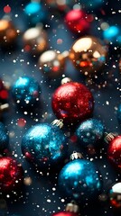 Obraz na płótnie Canvas Background of Christmas balls: New Year, Christmas, postcard, background, screensaver, decoration, decorations (Ai generation)