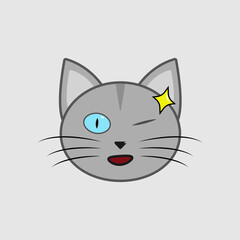 Vector illustration of a cat with emotions, in a flat style
