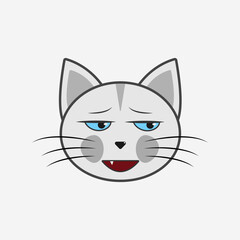 Vector illustration of a cat with emotions, in a flat style