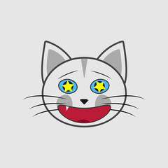 Vector illustration of a cat with emotions, in a flat style