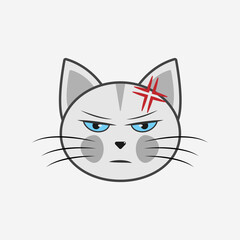 Vector illustration of a cat with emotions, in a flat style