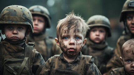 Enfants soldats: Perte de l'innocence - obrazy, fototapety, plakaty