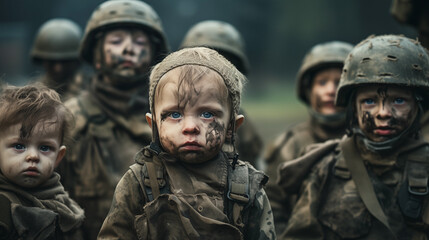 Enfants soldats: Perte de l'innocence - obrazy, fototapety, plakaty