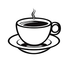 Fototapeta premium Coffee Cup Icon, Minimal Cafe Mug, Drink Sign, Beverage Symbol, Black Hot Coffee Cup Silhouette