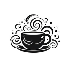 Obraz premium Coffee Cup Icon, Minimal Cafe Mug, Drink Sign, Beverage Symbol, Black Hot Coffee Cup Silhouette