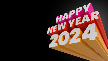 Happy new year 3d letters sign. Greeting card for the new year. 2024 new Year party