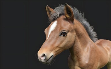 3d render of horse closeup model face eyes ai generative