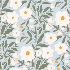 Warmth floral pattern. Background for fabric, tablecloth pattern, wrapping paper, gift paper. Print Ditsy. Motives are scattered randomly.