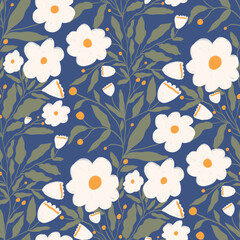 Warmth floral pattern. Background for fabric, tablecloth pattern, wrapping paper, gift paper. Print Ditsy. Motives are scattered randomly.