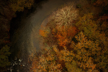 Aerial view of river Viaur in Aveyron - drone view