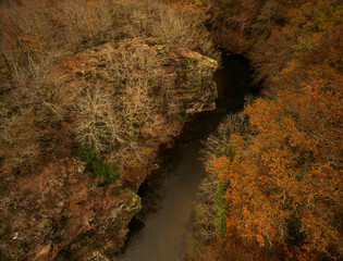 Aerial view of river Viaur in Aveyron - drone view