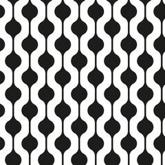 Black and White Seamless Pattern of Liquid Forms. Waved Geometric Ornament. Vector Illustration.