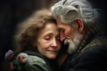 Obraz premium A picture of a man and a woman embracing each other. This image can be used to represent love, romance, relationships, or to illustrate affection between two people.