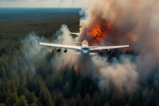 vuelo de avion apagando incendio del bosque