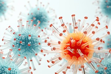 coronaviruses on white background Generative AI - obrazy, fototapety, plakaty