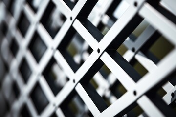 A black and white photo of a metal fence. This versatile image can be used to depict themes of...