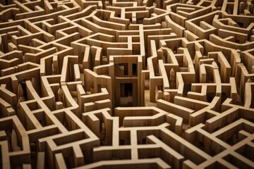 A maze featuring a door in the middle. This image can be used to represent choices, decision-making, or finding a way out of a complex situation.