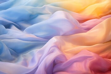 Obraz premium A close-up view of a vibrant fabric with a rainbow in the background. This versatile image can be used for various design projects and creative concepts