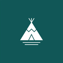 native indian camp badge logo vector icon template design