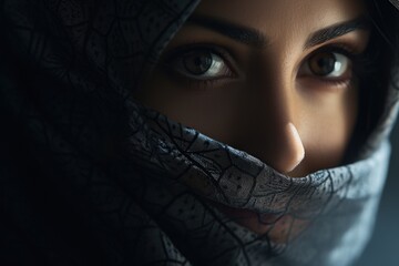 A detailed shot of a person wearing a scarf. This versatile image can be used to showcase winter fashion or to emphasize the importance of staying warm during colder seasons - obrazy, fototapety, plakaty