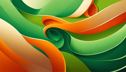 abstract background with curvy elements in green and orange tones
