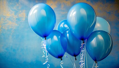 blue helium balloons on blue background with copy space room decoration for a birthday party concept of happiness and celebration bunch of big blue balloons for wedding anniversary ai generated