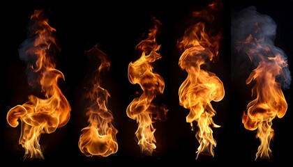 high resolution fire collection on black background