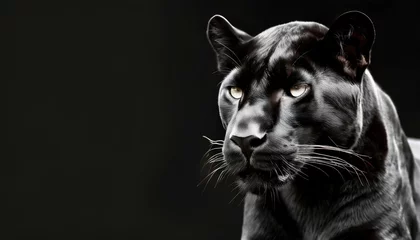 Foto op Plexiglas template of a black panther with a black background © Florence