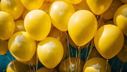 inflatable yellow helium balloons party background