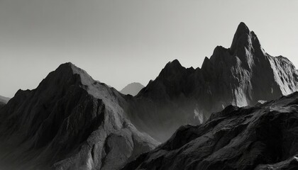 Fototapeta na wymiar black mountains in blur abstract mountain landscape black and gray minimalistic gloomy black stone relief rocks 3d render