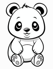 Cute Panda Coloring page, cute animals 