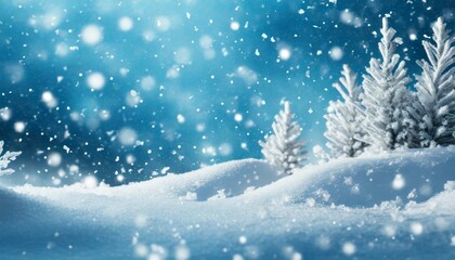 blue winter background with snow and snowflackes