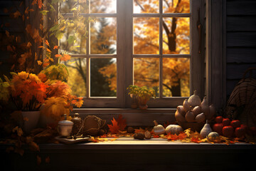 autumn view window,