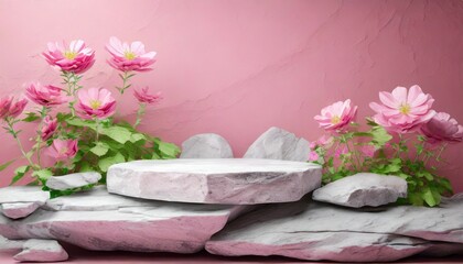 abstract rock background for cosmetic product display pastel pink background